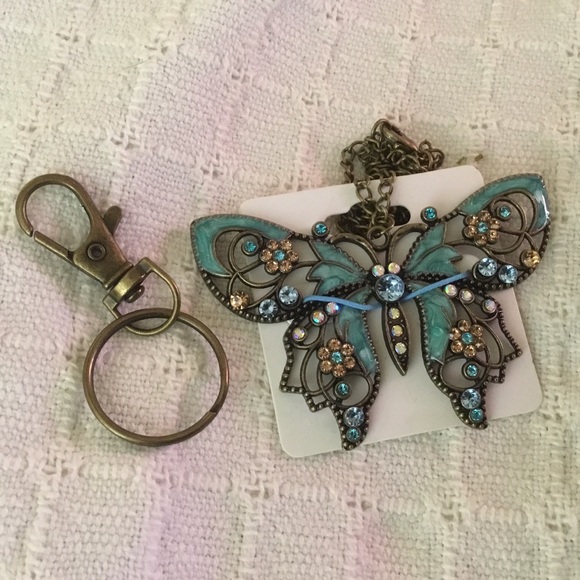 Boutique Accessories - Bronze Butterfly Clip-On Keychain / Pendant / Necklace